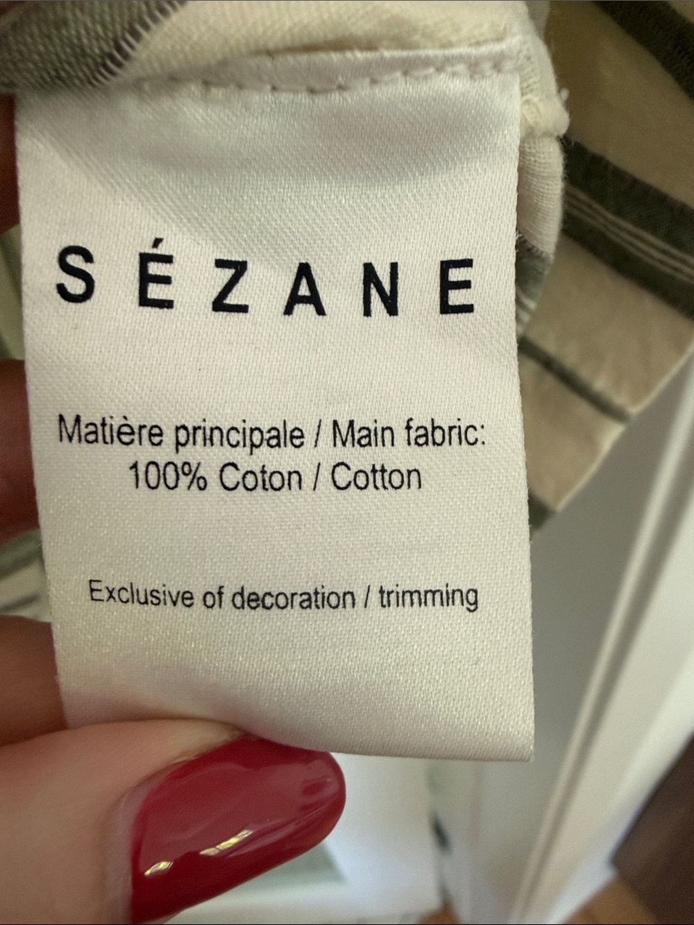 Sezane Striped Linen Short-Sleeve Mini Dress in Green and Cream FR 40 US8 - Picture 8 of 10